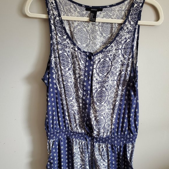 Blue patterned sleeveless romper - Picture 4 of 6